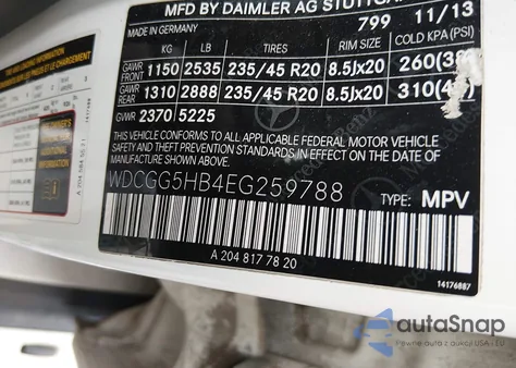 2014 Mercedes-Benz Glk 350 из США, поврежденный, VIN WDCGG5HB4EG259788